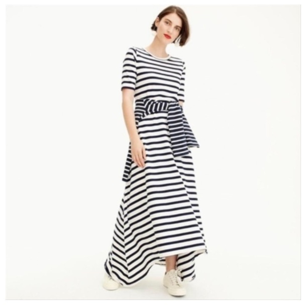 J.Crew High Low Striped Maxi Dress Short Sleeve
